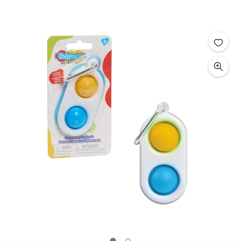 Fidget Push N' Pop On Go w Carabiner  NEW